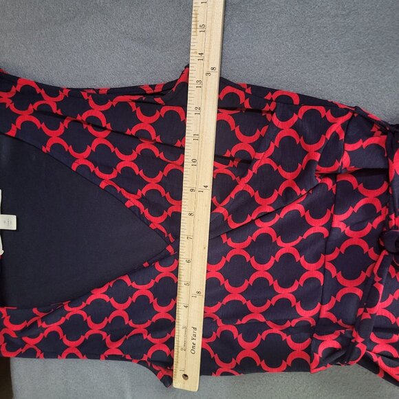 41Hawthorn Women's Medium Print Sleeveless Faux Wrap Dress Navy - Picture 6 of 9